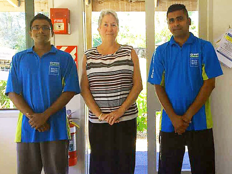 Kerry Williams, Site Services Manager at Plant and Food Research, with Anton Fernando and Anushka Withanage.