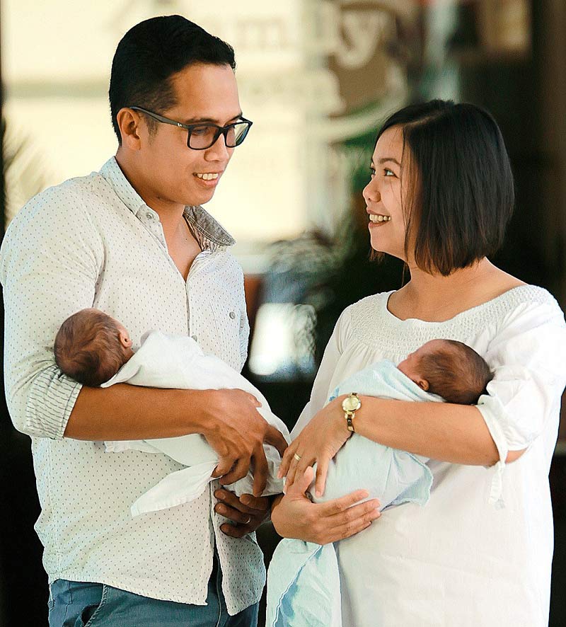 Alvin and Clarissa Bandong with their twin boys Jacob and James.