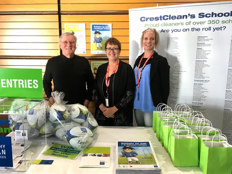 Marty Perkinson, CrestClean’s Chairman, with Caroline Wedding and Abby Latu at the conference.