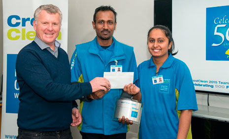 500th: Danial Prasad and Arishma Singh from Nelson joined in 2015 and received a plaque from Grant McLauchlan as part of the 500 Franchise celebrations.