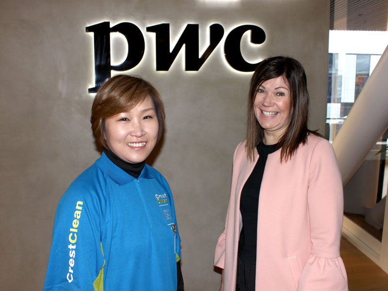Bronwyn Hill says Grace Choi does a fantastic job of the cleaning for PricewaterhouseCoopers at the central city building. 