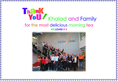 A thank you note for their CrestClean franchisees who provided morning tea. 