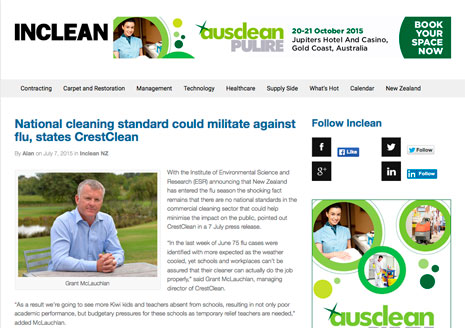CrestClean Managing Director Grant McLauchlan features on INCLEAN New Zealand.