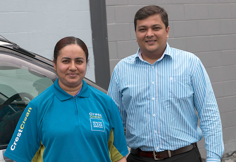 Hamilton franchisee Sandeep Singh has the only female run franchise in the Waikato. She is pictured with Regional Manager Nivitesh Kumar. 
