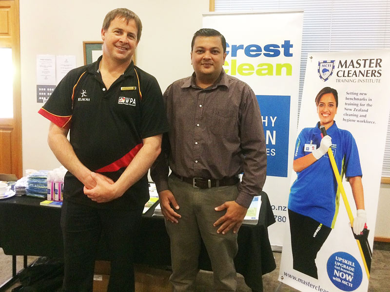 Hamish Fenemor, who is on the organising committee of the Waikato Principals Association, with Nivitesh Kumar, Crest’s Waikato Regional Manager.