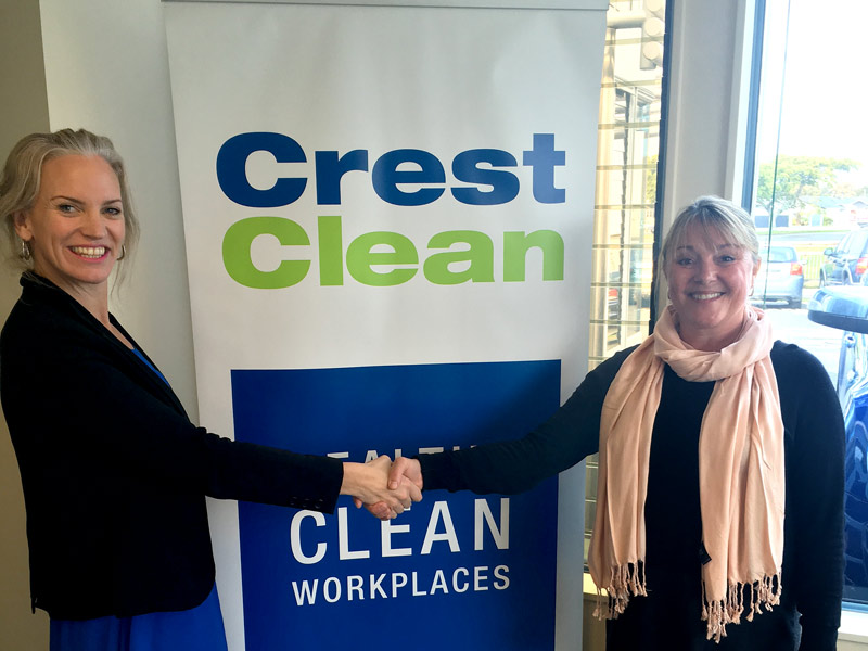 Abby Latu, CrestClean’s Hawkes Bay Manager, with Tracey Le Lievre.