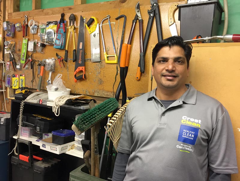 Manjinder Sandhu rearranged the caretaker’s shed, fitting shelves and making everything easily accessible.