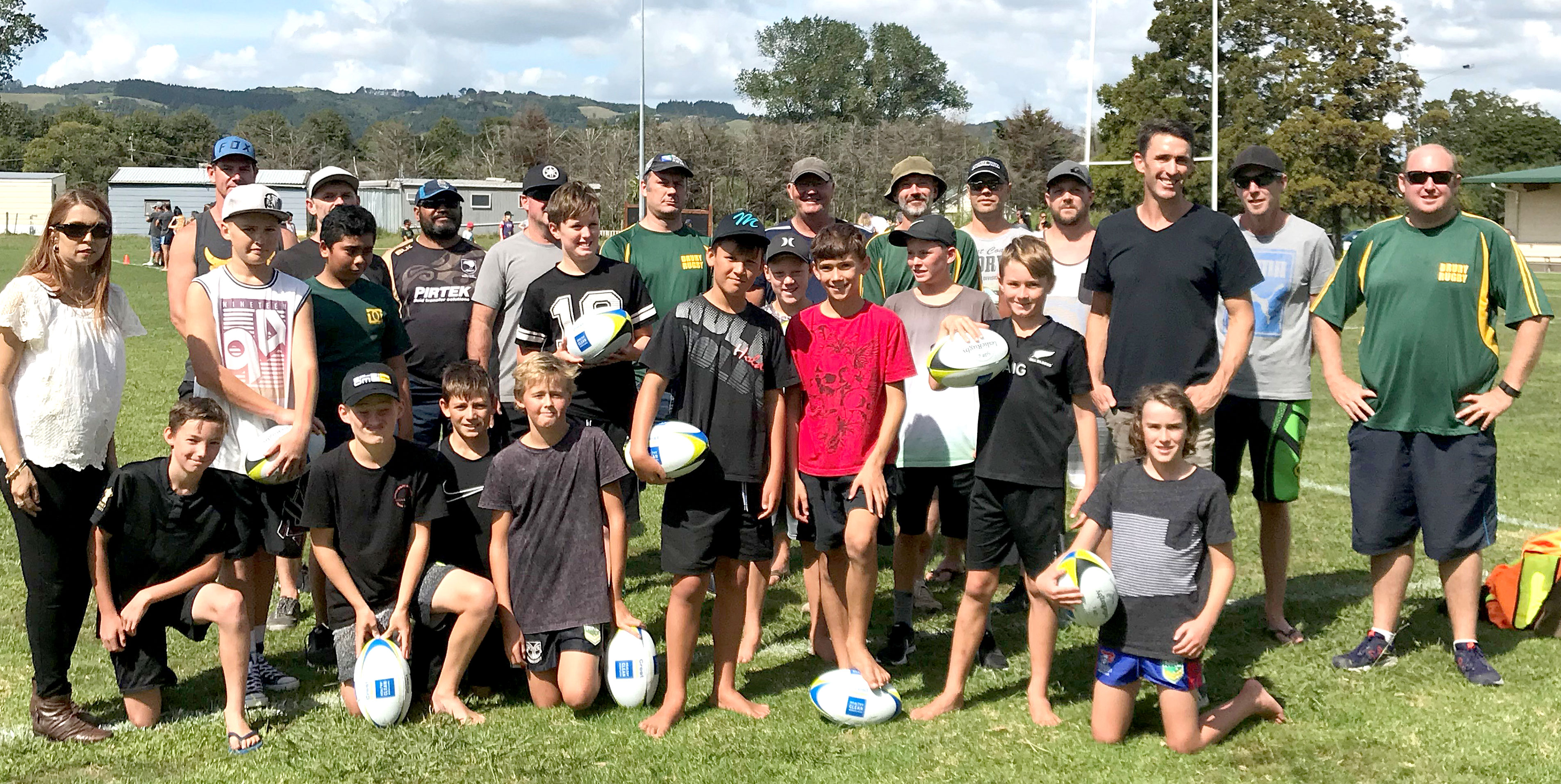 Parents and youngsters who attended one of the first coaching sessions at Drury, Auckland. 
