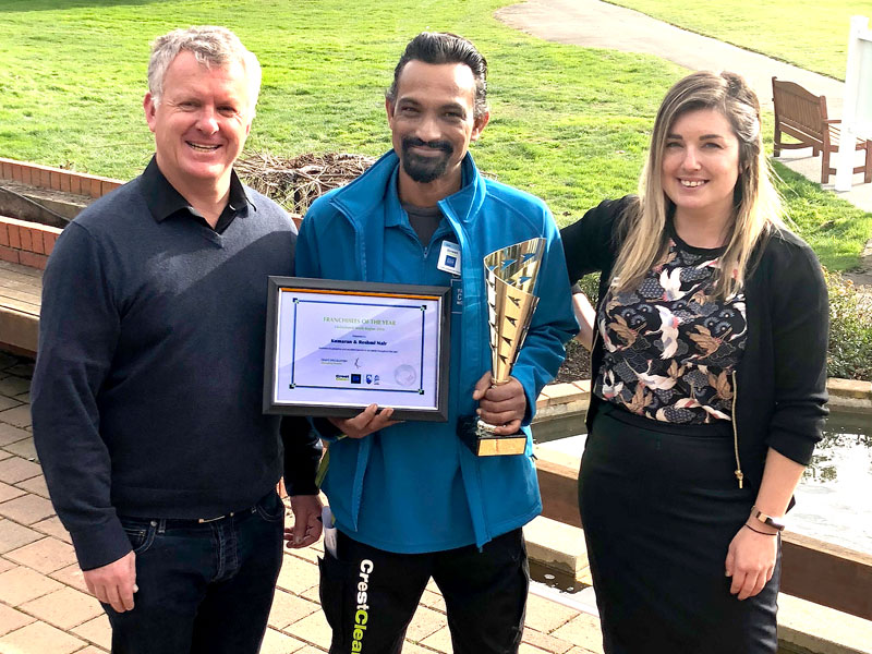 Kumaran Nair receives the Christchurch South Franchisee of the Year Award. With him are Gina Holland and Grant McLauchlan, Crest’s Managing Director.