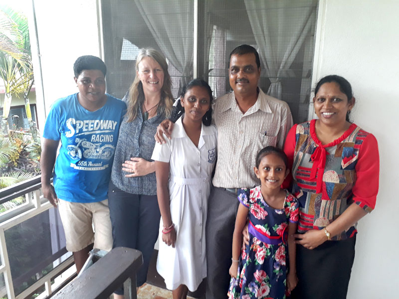 Hamilton Christian School teacher Nica van Woerden (second left) with Praneel Prasad’s family at their home in Fiji. 
