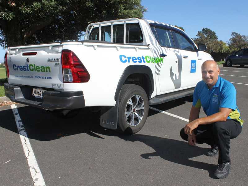 Rajinder Chauhan loves driving his Hilux ute that’s emblazoned with CrestClean’s livery. 